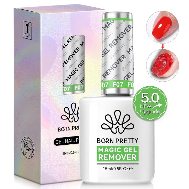 Set de indepartare oja gel, 15ml, cu instrumente pentru cuticule si pila, fara folie, rapid si usor