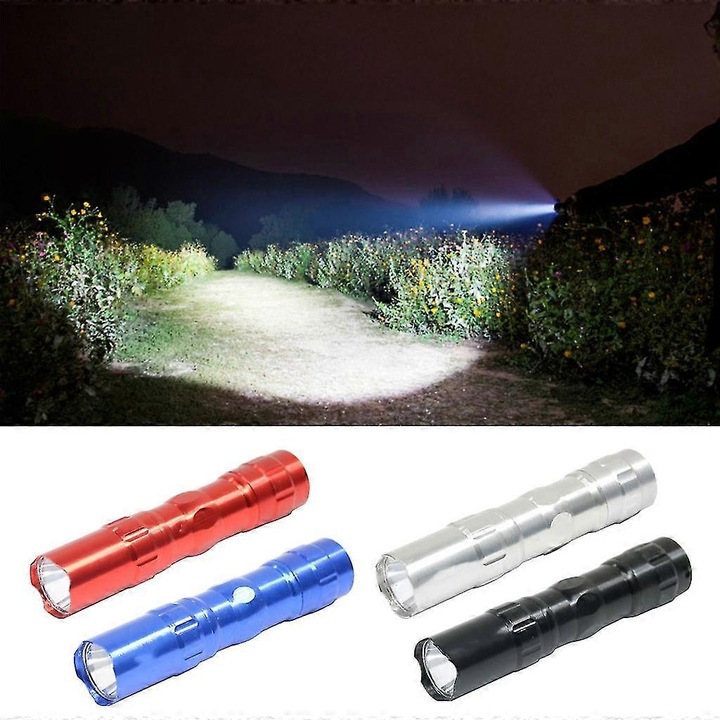 Малък LED фенер, водоустойчив, черен, 9.5x2см, комплект 1 бр