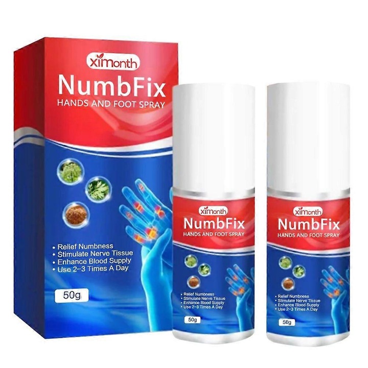 Spray zsibbadó kézre és lábra, Ximonth, 2 darabos készlet, 3.6x12.1cm