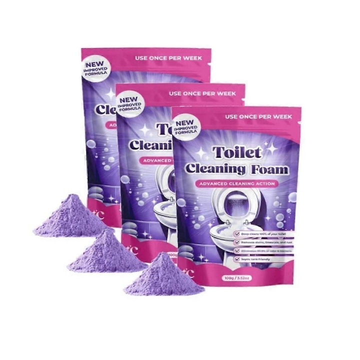 Dezinfectant toaleta, set 3 buc, 300g, spuma curatare, fara efort, parfum proaspat
