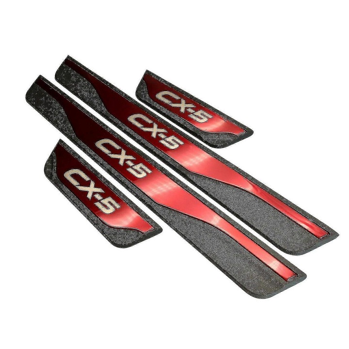 Комплект защитни лайсни за прагове за автомобили от 4 броя Mazda CX-5 2013-2021, неръждаема стомана, син