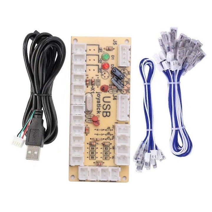 Set encoder USB pentru joystick si butoane 4.8mm, metal/plastic, compatibil PC