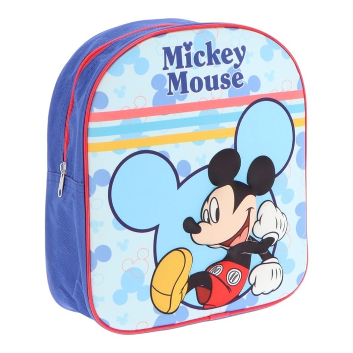 3D gyerek hátizsák, 30x26x10 cm, állítható pántokkal, többszínű, Mickey egér