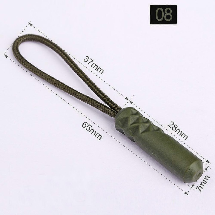 10 db cipzár, katonai zöld, 1.3g/db, hátizsákhoz, sátorhoz, bőröndhöz