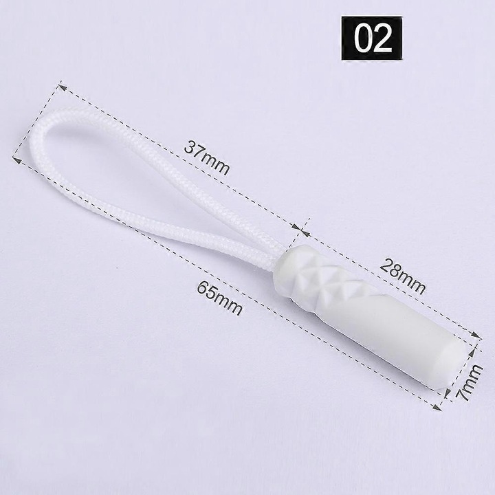 10 darab cipzár, műanyag, fehér, 1,3g/darab