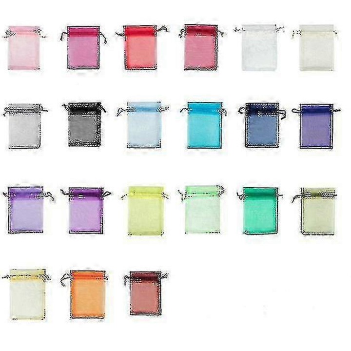 Set de 100 pungi organza cu snur pentru protectia strugurilor si fructelor, 30x20cm/23x17cm, transparent