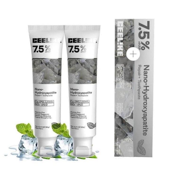 Комплект от 1-3 тубички паста за зъби с хидроксиапатит, нежно почистване, защита на емайла, 120 мл