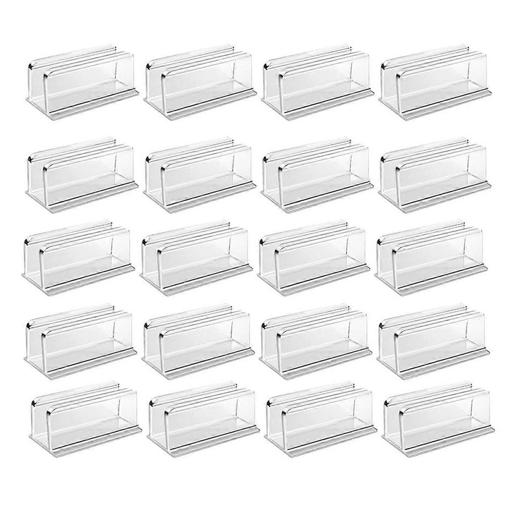 Set 20 clips transparente pentru montare benzi LED, rezistente la apa, din plastic