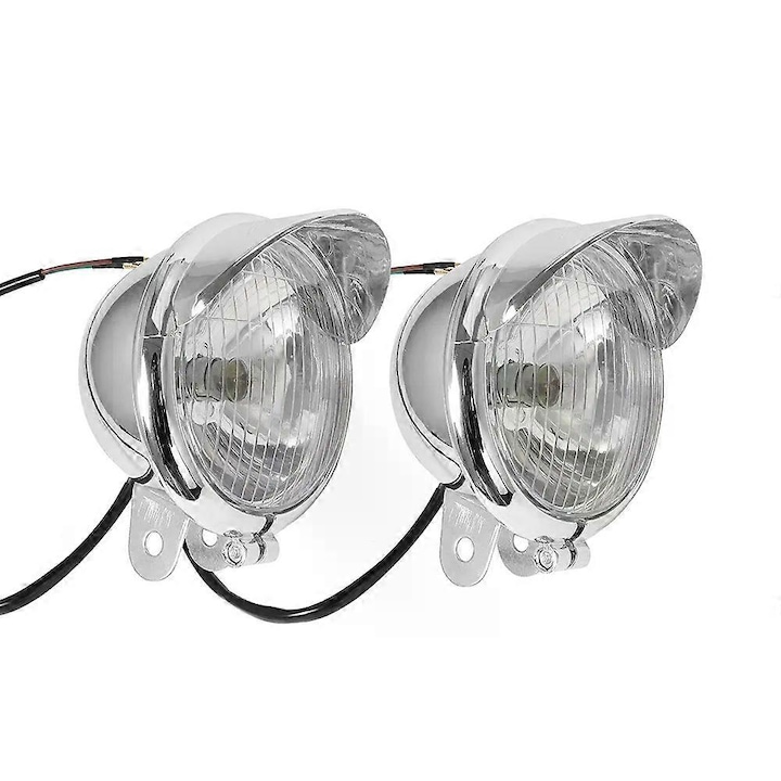 Set 2 Proiectoare pentru Motocicleta, Crom, 4 3/4" x 4"