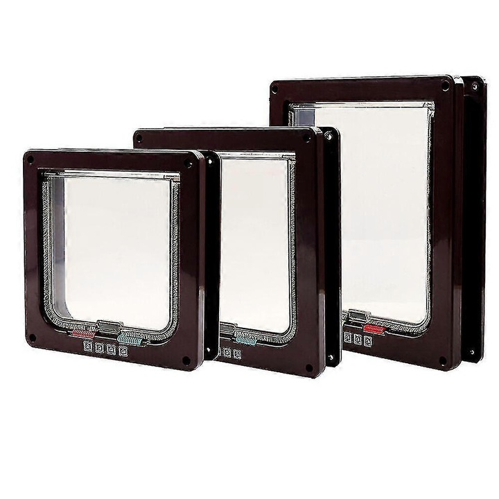 Вратичка за домашни любимци с 4 функции за заключване, бяла, размери малък, среден, голям и екстра голям