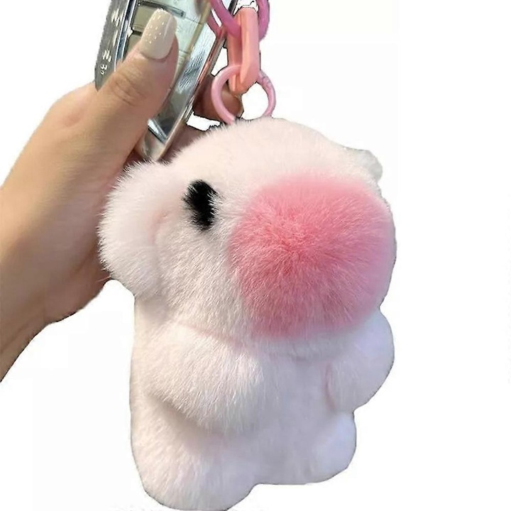 Kulcstartó kapibarával, kézzel készített, puha szőrméből, 14x8cm, 1 darabos szett.