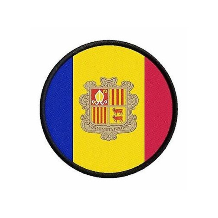 Pachet ecuson Andorra, 6cm, imprimat, termocolant sau cusut, lavabil la 30°C