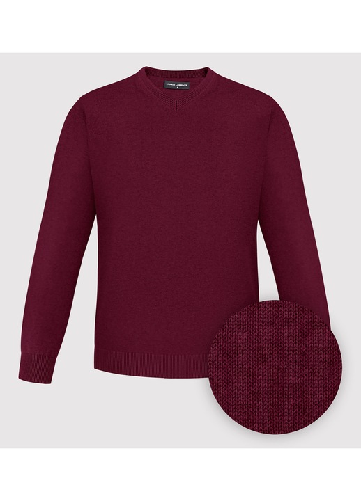 Мъжки пуловер Pako Lorente, 100% памук, V-образно деколте, изчистен модел, идеален за есента, Светлосин, Бордо