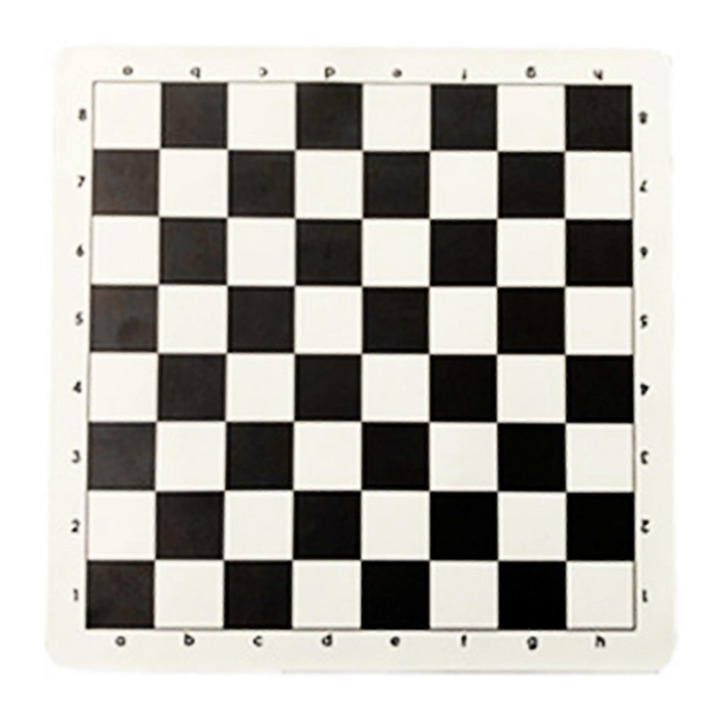 Tabla de sah portabila din piele, negru/alb, dimensiuni mici 34x34cm