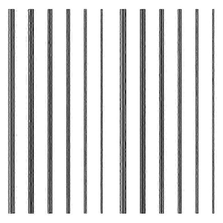 Комплект от 12 карбонови пръчки за ремонт на риболовни въдици, черни, 10x0.35 см
