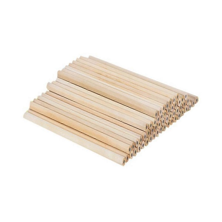 Set 100 creioane din lemn Hb hexagonale, 175x7mm, culoare lemn