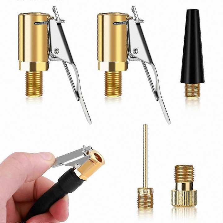 Set adaptor multifunctional 5 piese pentru ventile, compatibil cu pompe portabile, 8x10x1.8cm