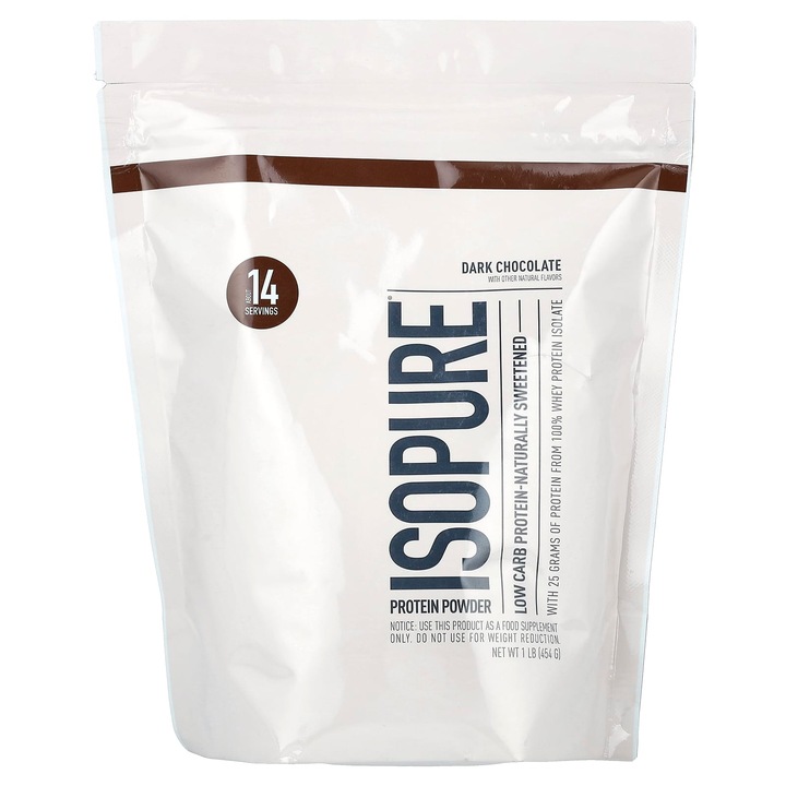Isopure, Proteina cu continut scazut de carbohidrati, Ciocolata neagra, 454 g