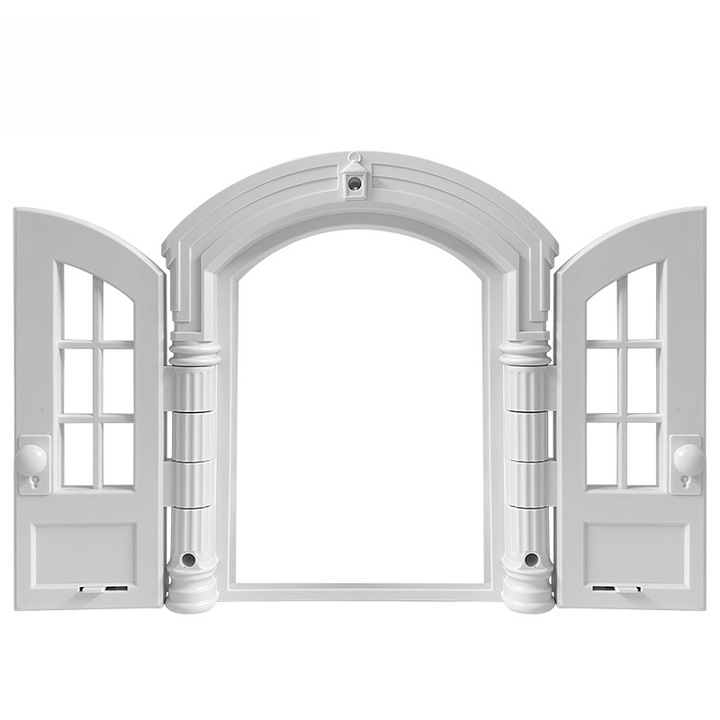 Врата за котки, дупка за кучета, Без клапа, врата за домашни любимци, Предпазва вратата на котешките мебели, 24*27.5*7.2см, ABS, Бял