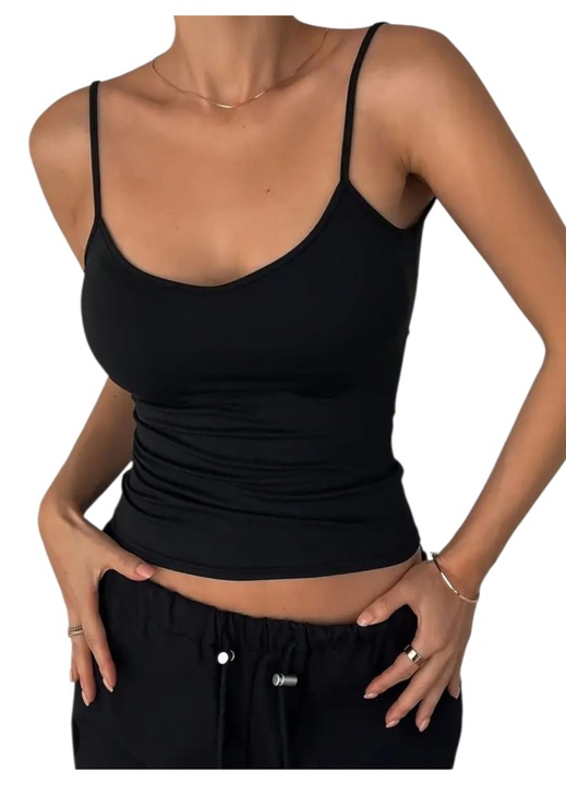 Női lezser trikó, fekete, rövid, M