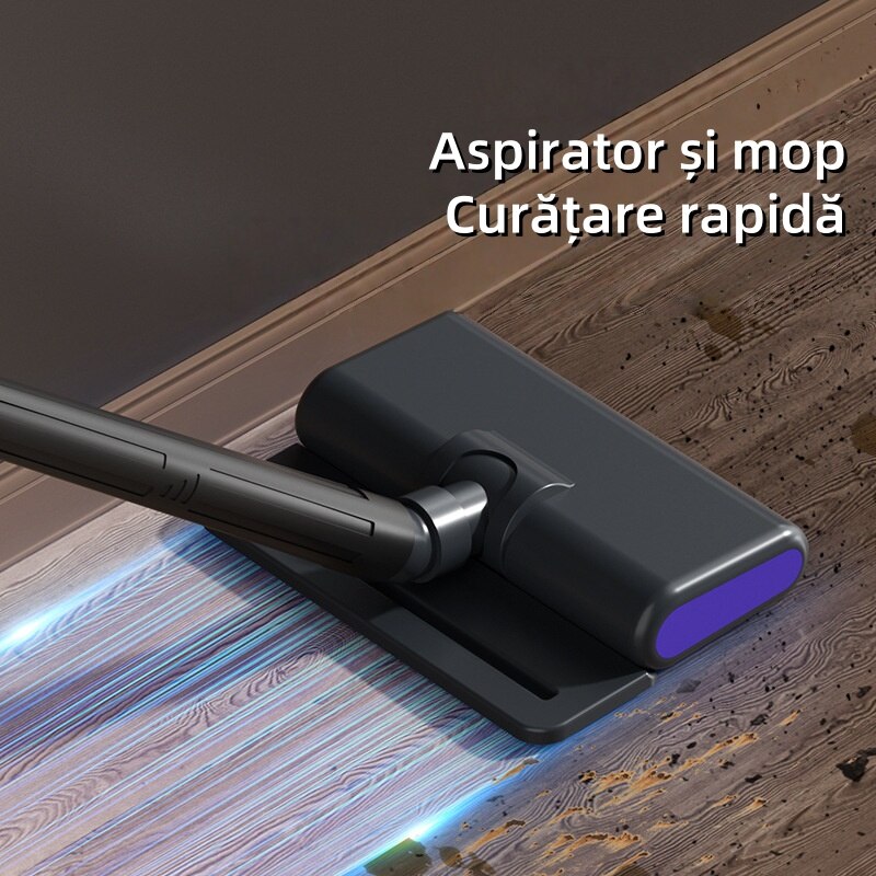 Aspirator fara fir, 120W, putere de aspirare 15Kpa, afisaj digital LED, utilizare umeda si uscata, recipient de praf de 650ml, 6000mAh, incarcare USB, 22x16.3x111cm, negru