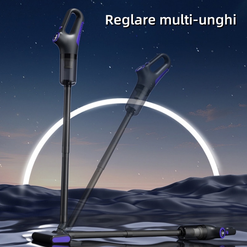Aspirator fara fir, 120W, putere de aspirare 15Kpa, afisaj digital LED, utilizare umeda si uscata, recipient de praf de 650ml, 6000mAh, incarcare USB, 22x16.3x111cm, negru