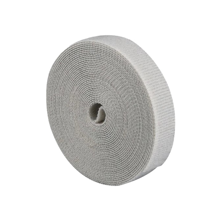 Велкро лента за кабели, ролка 5 м x 10 мм, двустранна кука-примка, полиестер, сив, реже се до желаната дължина, здраво захващане
