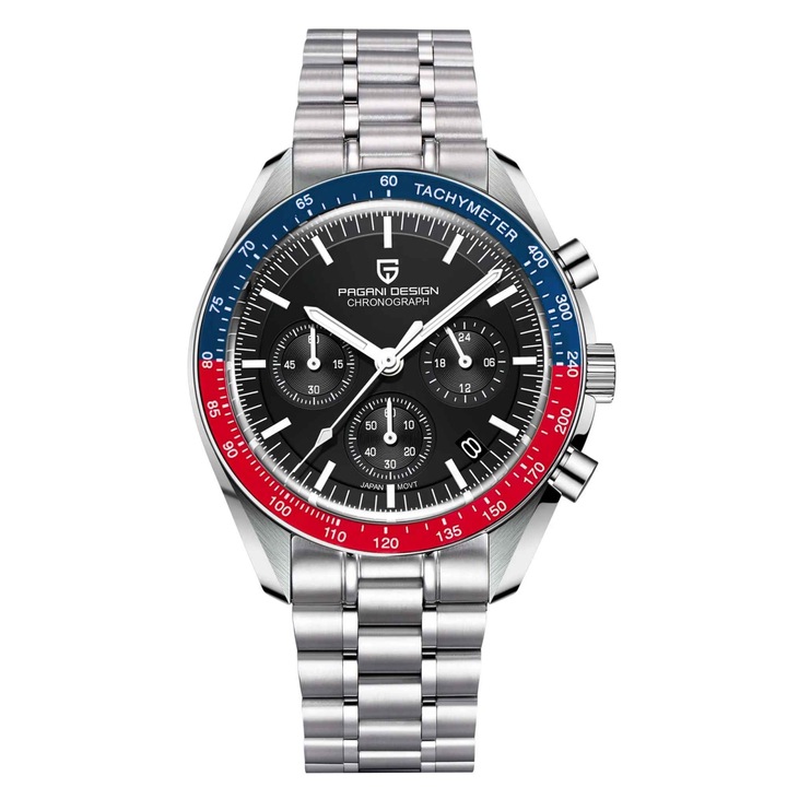 Pagani Design PD-1701 férfi karóra, Japan VK63 kvarc kronográf, 40 mm, rozsdamentes acél, 100 méteres vízállóság