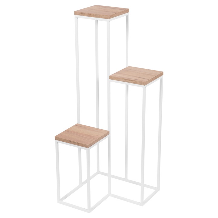 Suport pentru plante, FRAMADO, Suport pentru flori, Flori de interior, Elle, 40x40x97cm, Alb