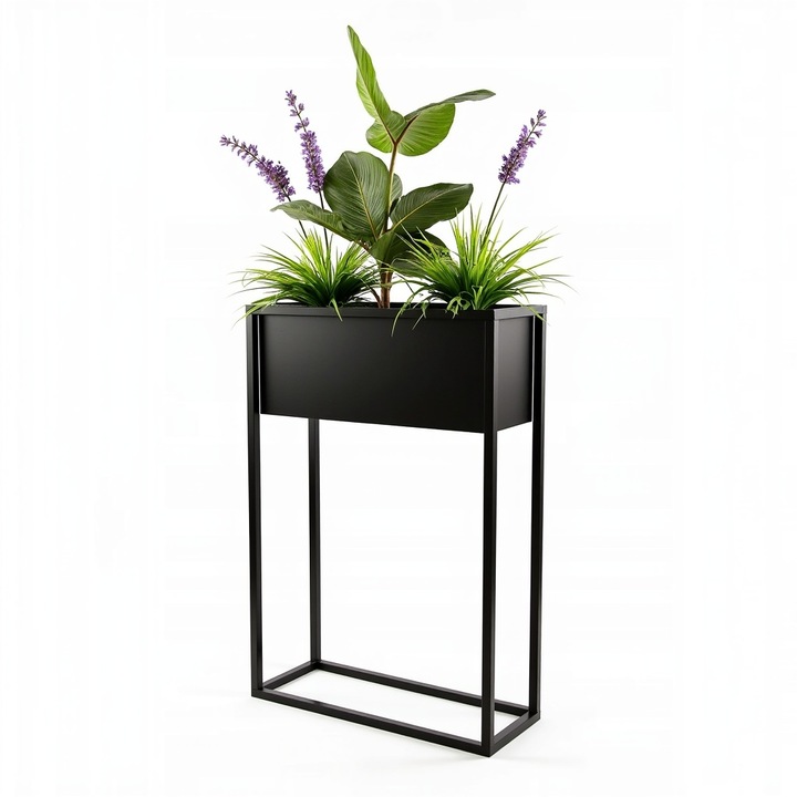 Suport pentru plante, FRAMADO, Suport pentru flori de interior, Petto, 40x21x60cm, Negru