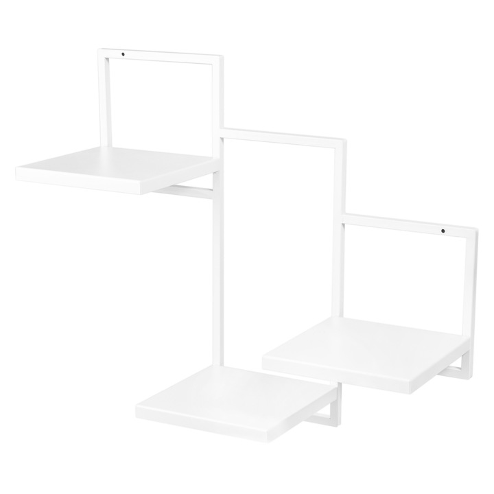 Raft pentru plante montat pe perete, FRAMADO, Suport pentru plante, Trio Ripiani, 58x22,5x50cm, Alb