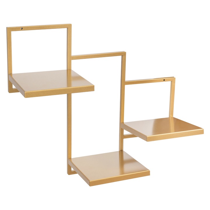 Raft pentru plante montat pe perete, FRAMADO, Suport pentru plante, Trio Ripiani, 58x22,5x50cm, Aur