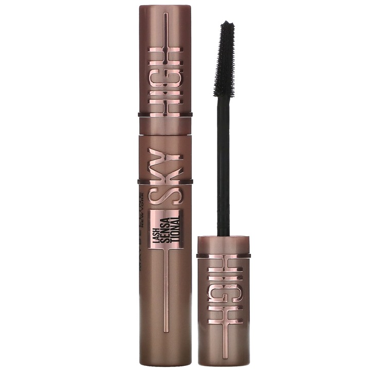Mascara Maybelline, Lash Sensational Sky High, 801 foarte negru, 7.2 ml, lungime maxima, volum complet