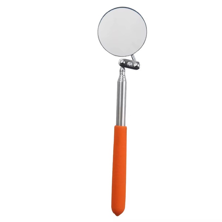 OEM Teleszkópos vizsgálótükör, forgócsuklóval, könnyű hozzáférés szűk helyeken, műhelyekhez és karbantartáshoz, 20-45 cm-re kihúzható, narancssárga/ezüst