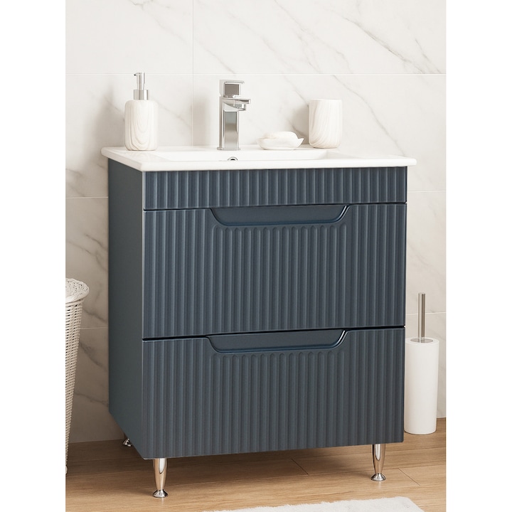 Baza si lavoar Badenmob, seria 033, sertare, antracit, 60x46x81cm