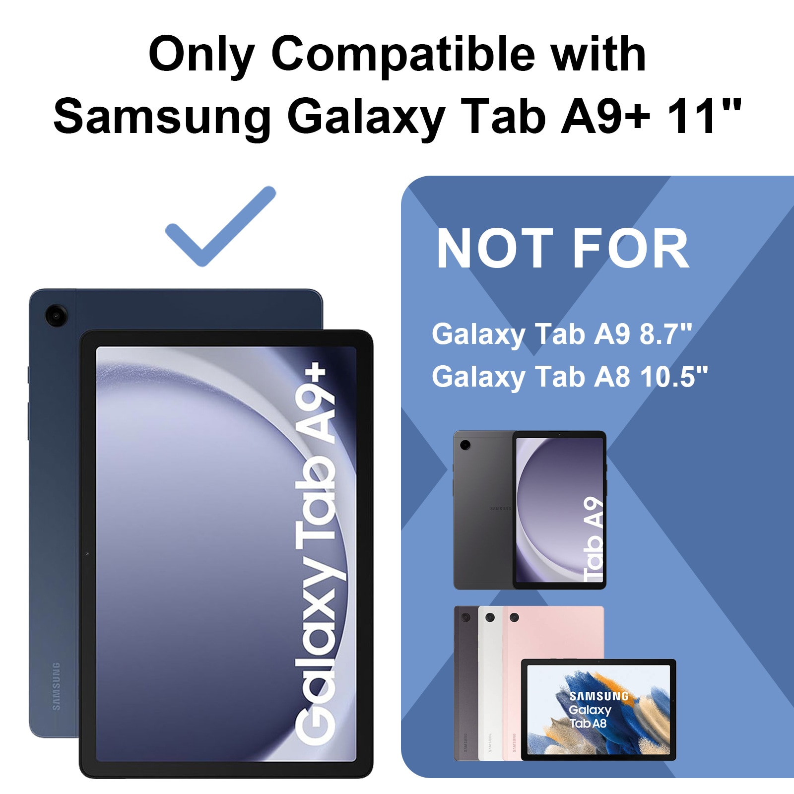 Husa tableta, Compatibil cu Samsung Galaxy Tab A9 Plus 11'', cu suport si curea de umar, silicon transparent antishock cu colturi intarite, suport integrat pentru stylus, Rezistent la uzura, ideala pentru filme, jocuri, lectii online si birou, Negru-albas