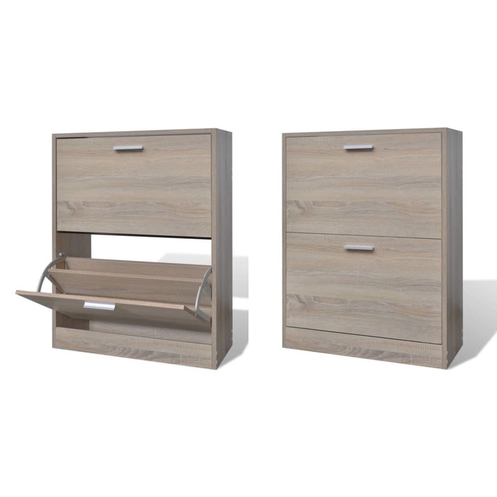 Pantofar cu 2 compartimente, lemn, aspect de stejar