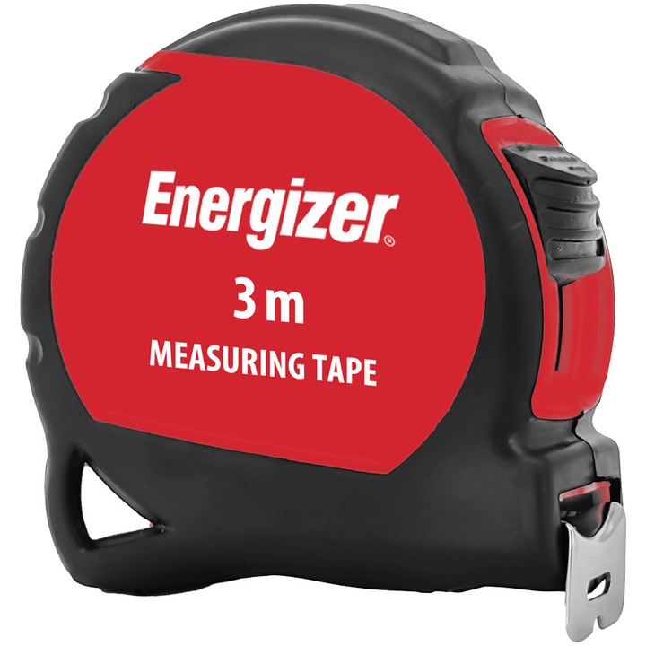 Ruleta Masurare 3m Energizer, lungime 3m, latime banda 16mm, carcasa ergonomica ABS de inalt impact, confortabila la utilizare