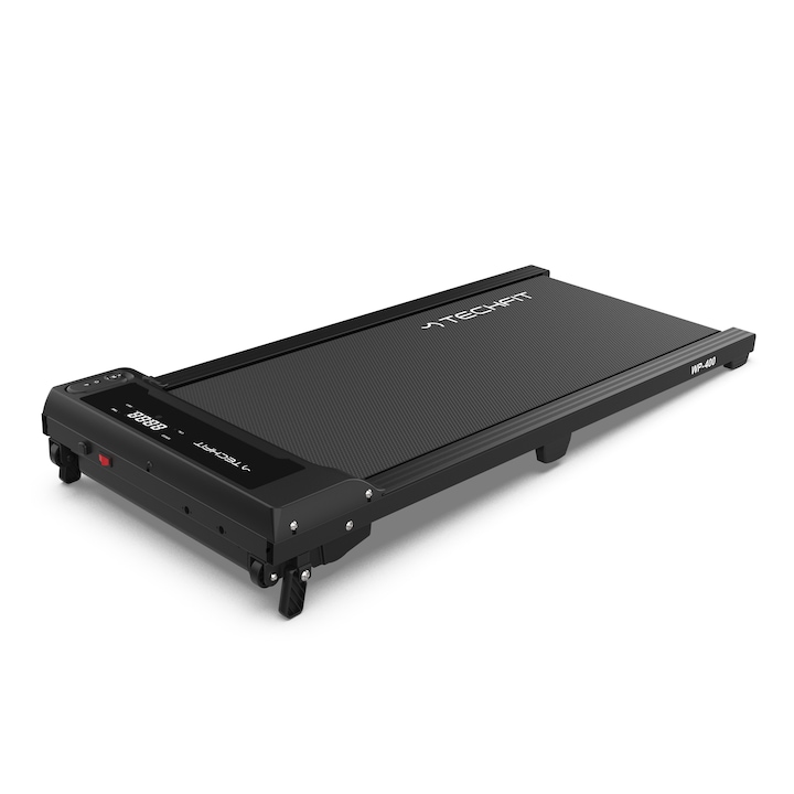 Banda de mers/alergat electrica TECHFIT® WP-400, Inclinare Manuala 2 Nivele, Slim, Filtru EMC, CE Certificat, 99% asamblata, 1-6 km/h, Telecomanda inclusa, 6 Programe, Motor putere continua 2CP, LED Display, Utilizator100kg, pentru seniori