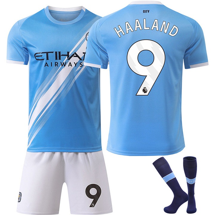 Детски спортен екип 25/26 Haaland, Manchester City No. 9, ANTCOOL, Дишаща материя, Полиестер, Син, Син