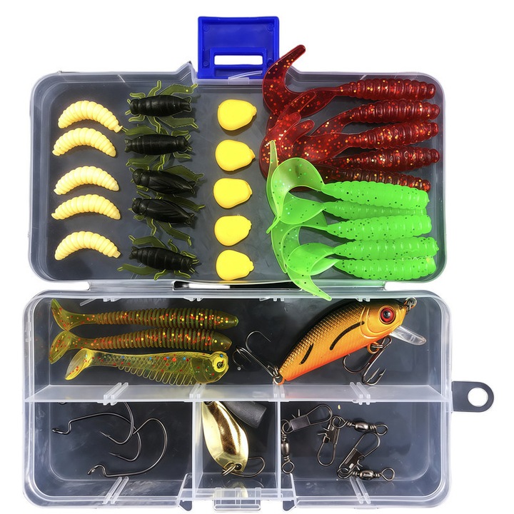 Комплект от 38 изкуствени примамки Lingo, реалистичен вид, с кутия за съхранение, преносим