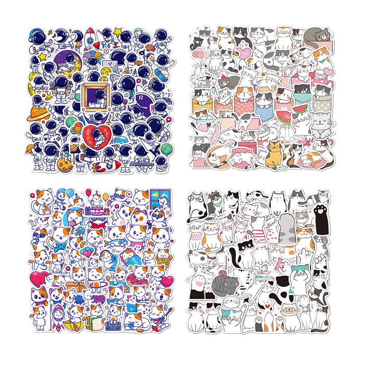 200 darabos dekoratív matrica szett, állatok, többszínű, vízálló