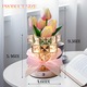 Lampa cu flori artificiale Lalele, LYCENXI, dimabila, roz, 3 culori, 11.7"x3.9"