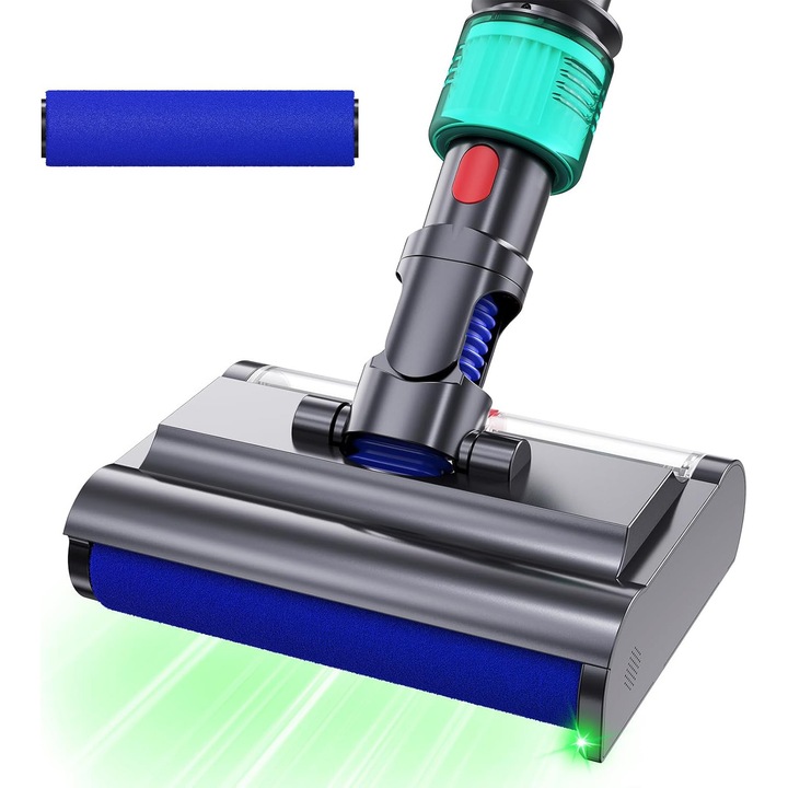 Mop Turbo pentru Aspirator Dyson, Compatibil cu V7 V8 V10 V11 V15, cu lumini LED si filtru, 25x18.2x35 cm, Accesoriu mop umed si uscat pentru aspirator