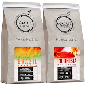 Cafea boabe de specialitate 500g, Doncafe Fresh 100% Arabica, Brazil Mogiana & Indonezia Mandheling, 2x250g