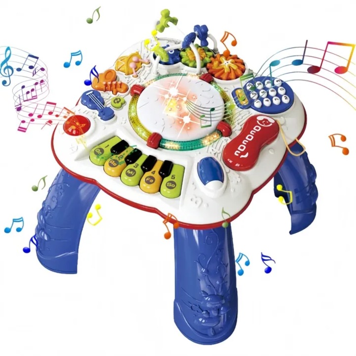 Интерактивна масичка за игра за деца с 6 инструмента и функция за светлина, която помага за развитието на чувството за ритъм и интерес към музиката