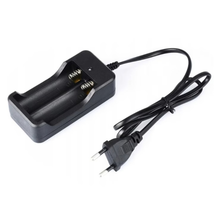 Incarcator dual pentru baterii 18650, SuooTci, negru, 1000mAh, set 2 bucati