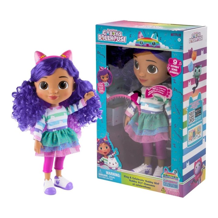 Papusa interactiva cu sunete, Gabbys Dollhouse, 33 cm