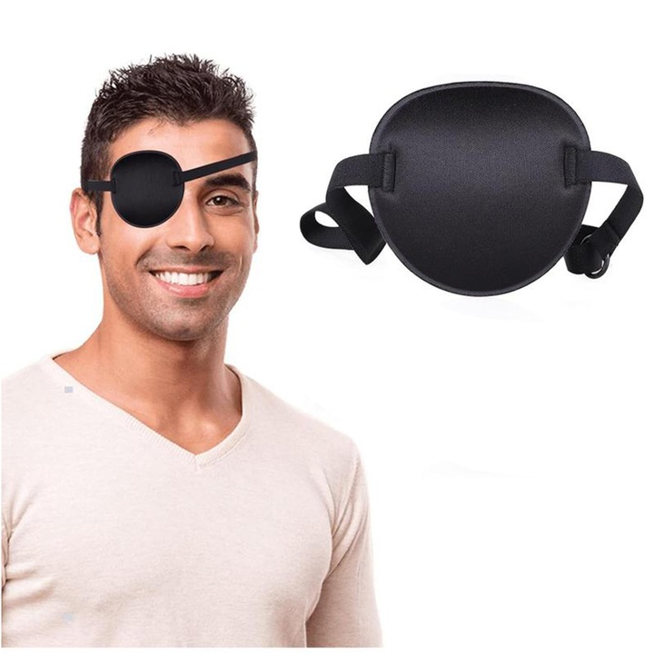 Fekete 3D-s, állítható kalózmaszk, négyzet alakú kialakítás, 7.5x6.8cm