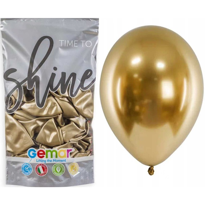 Szett 50 arany latex léggömb, 12 hüvelykes, metál króm, esküvői/parti dekorációhoz